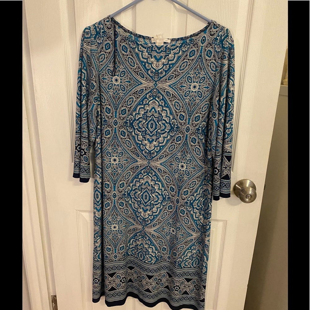 London Times Half Sleeve Midi Dress